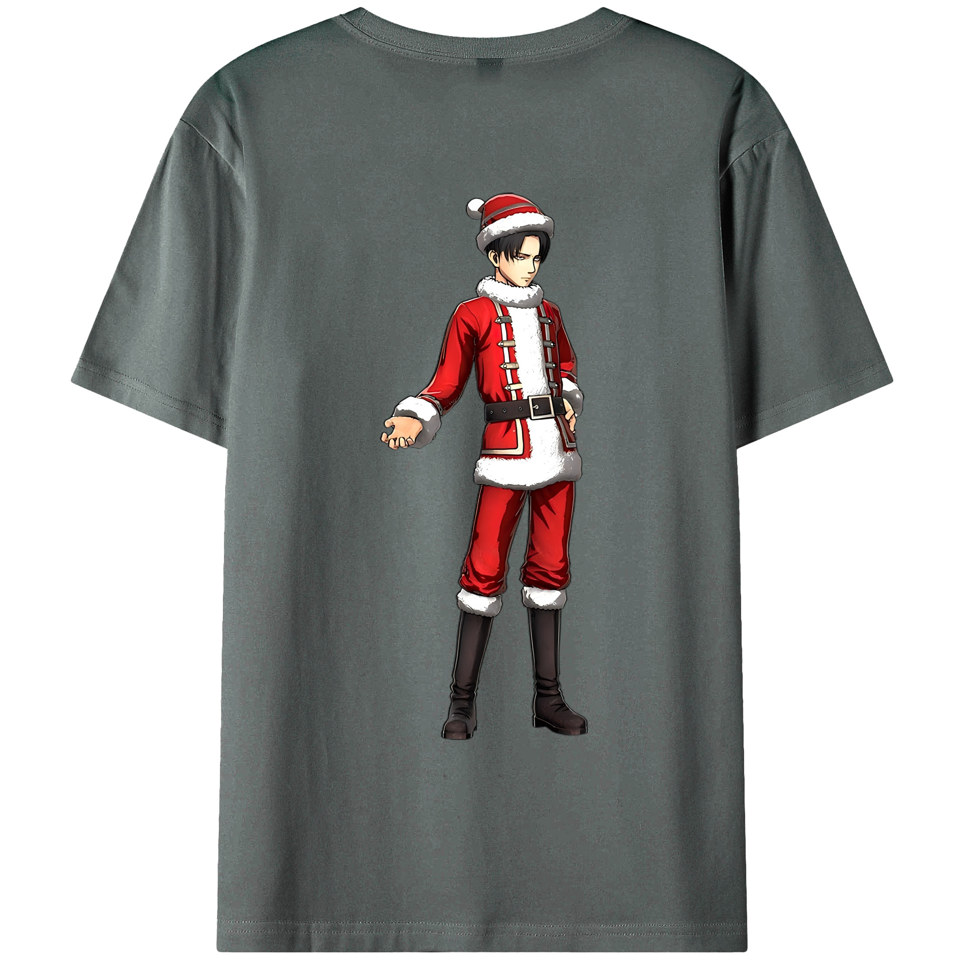 （画像用） 進撃の巨人 リヴァイ·アッカーマン Attack on Titan Levi Ackerman 綿100％ メンズ半袖Tシャツ（バックプリント） 通気性